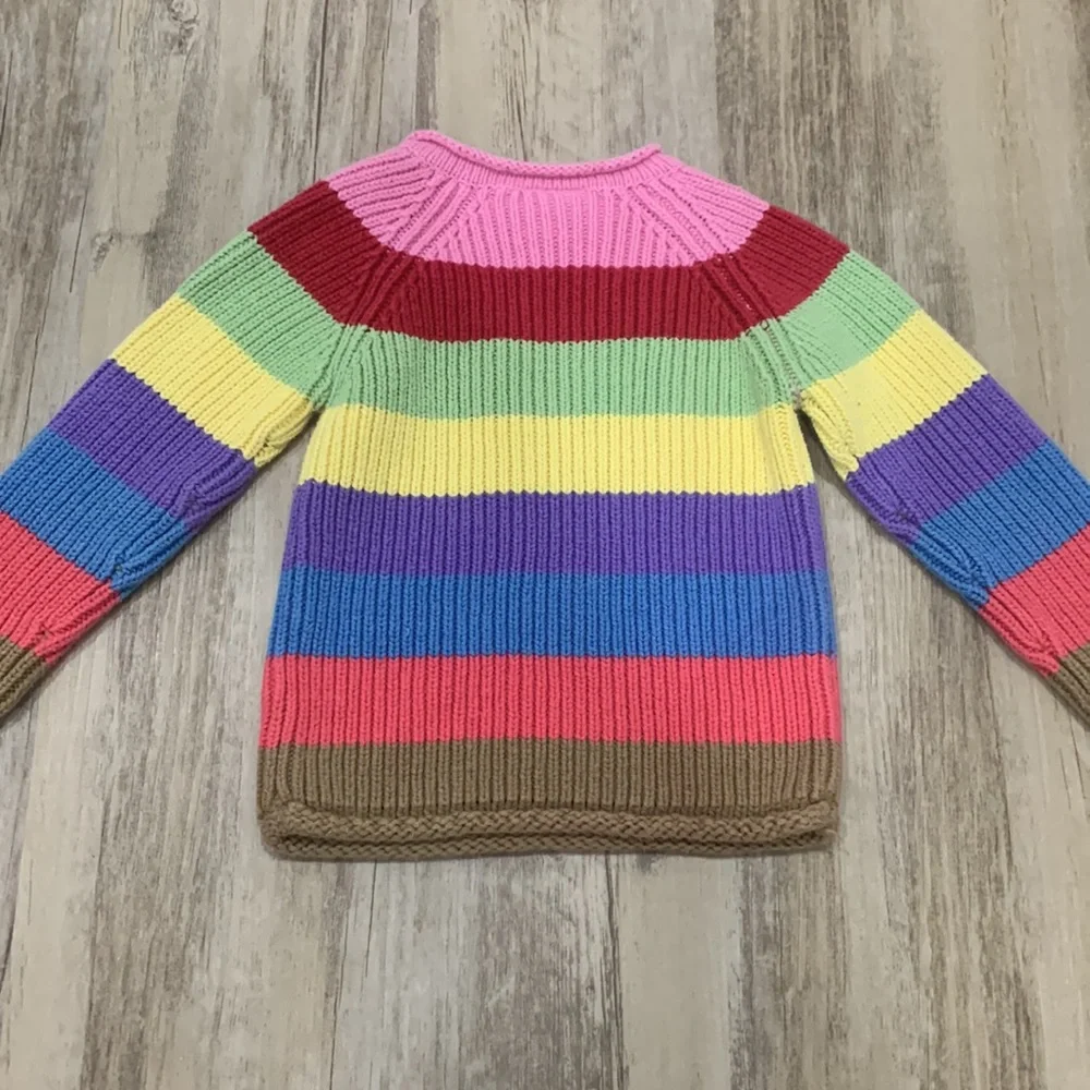 The Children’s Place Toddler Girl Color Block Striped Ribbed Knit Sweater Button